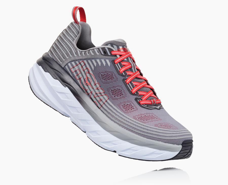 Hoka One One Mens Running Shoes - Bondi 6 - Grey - PNTE13078